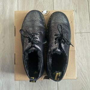 Dr. Martens Glittery Black Lace-Up Flats